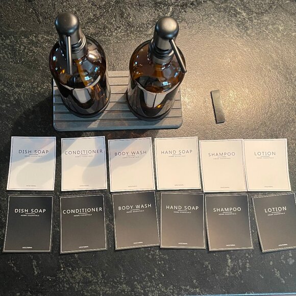 Amber Glass Soap or Lotion Dispenser Set (NWOT) - Picture 3 of 4